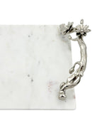 White Marble Tray with Gilded Floral Handles