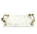 White Marble Tray with Gilded Floral Handles