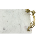White Marble Tray with Gilded Floral Handles